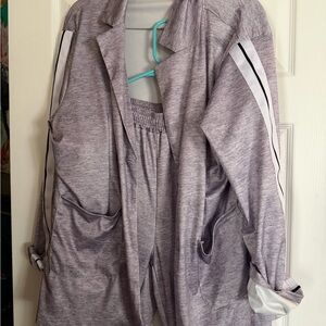 Lilac Heather Track Jacket and Joggers Set with White Stripes